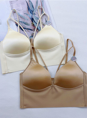 古妃31065辣妹性感法式缎感无痕美胸背心内衣一体杯聚拢美背抹胸