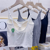 美背内衣吊带背心自带胸垫免穿文胸后背镂空内搭防走光中长打底女