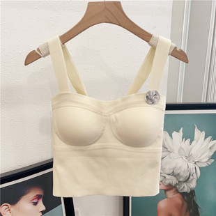 枫之欣2201桑蚕丝羊绒短款 自发热保暖辣妹抹胸抗起球固定杯背心女