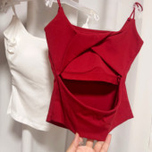 妃子纪3637辣妹甜酷露背吊带性感美背交叉背心女遮副乳显瘦内衣夏