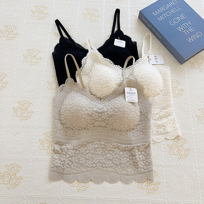 女带V领固定杯内衣打底无痕背心