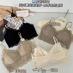美背法式 黛美芮新款 蕾丝抹胸性感内衣露背小吊带一体杯无痕文胸罩