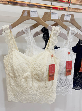 古妃52017薄款法式蕾丝抹胸美背内衣女防走光裹胸一体杯性感吊带