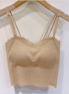 古妃46903网红美背小吊带抹胸女内搭打底外穿背心带胸垫乳胶内衣