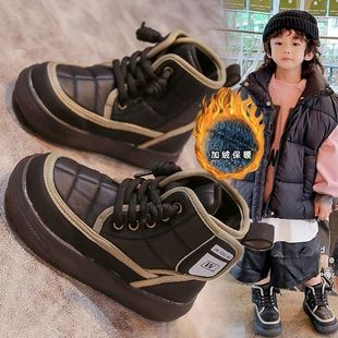 男童棉鞋2025秋冬季新款加绒女童马丁中大童儿童鞋子皮面保暖短靴