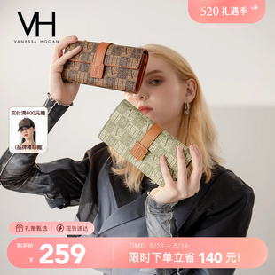 钱包气质复古老花卡包长款 VH女包个性 皮夹日常多功能实用手拿包包