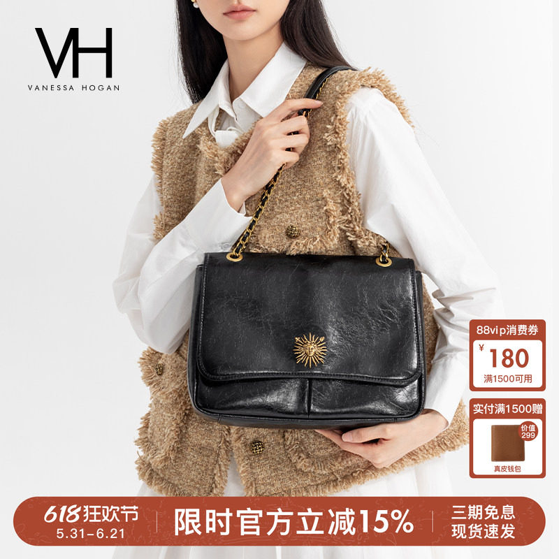 VH女包复古邮差包油蜡皮腋下单肩包斜挎基础百搭通勤大容量托特包