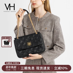VH女包茵然单肩包菱格太阳神系列牛皮通勤斜挎包大容量休闲链条包