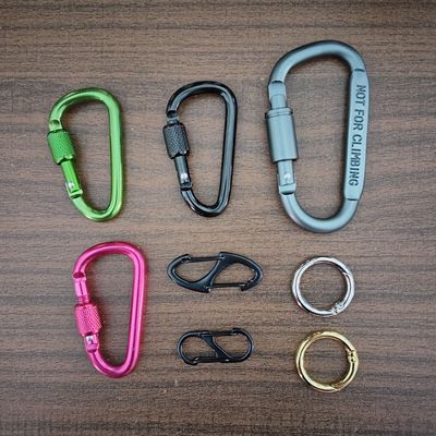 DIY铝合金带锁登山扣外挂钩D型安全防丢连接快挂edc钥匙扣