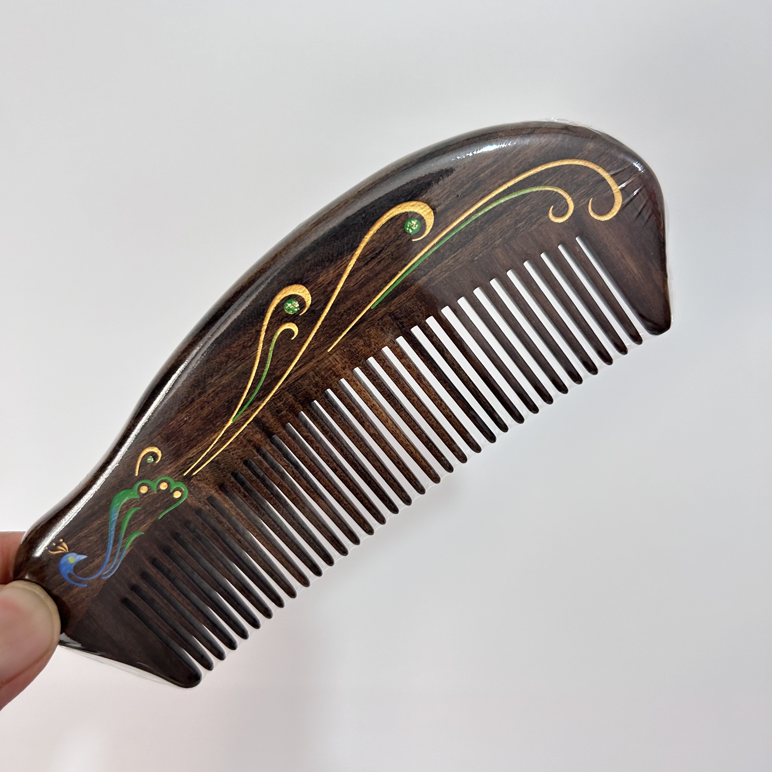 谭木匠雀翎二孔雀翎彩绘沉贵宝材质教师节节日礼物