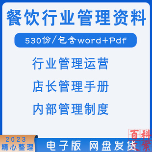 知名餐饮行业内部管理制度店长管理手册素材模板各岗位职责模板
