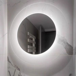 北欧劳芬亚克力框led灯发光智能镜卫生间浴室镜圆镜子梳妆化妆镜