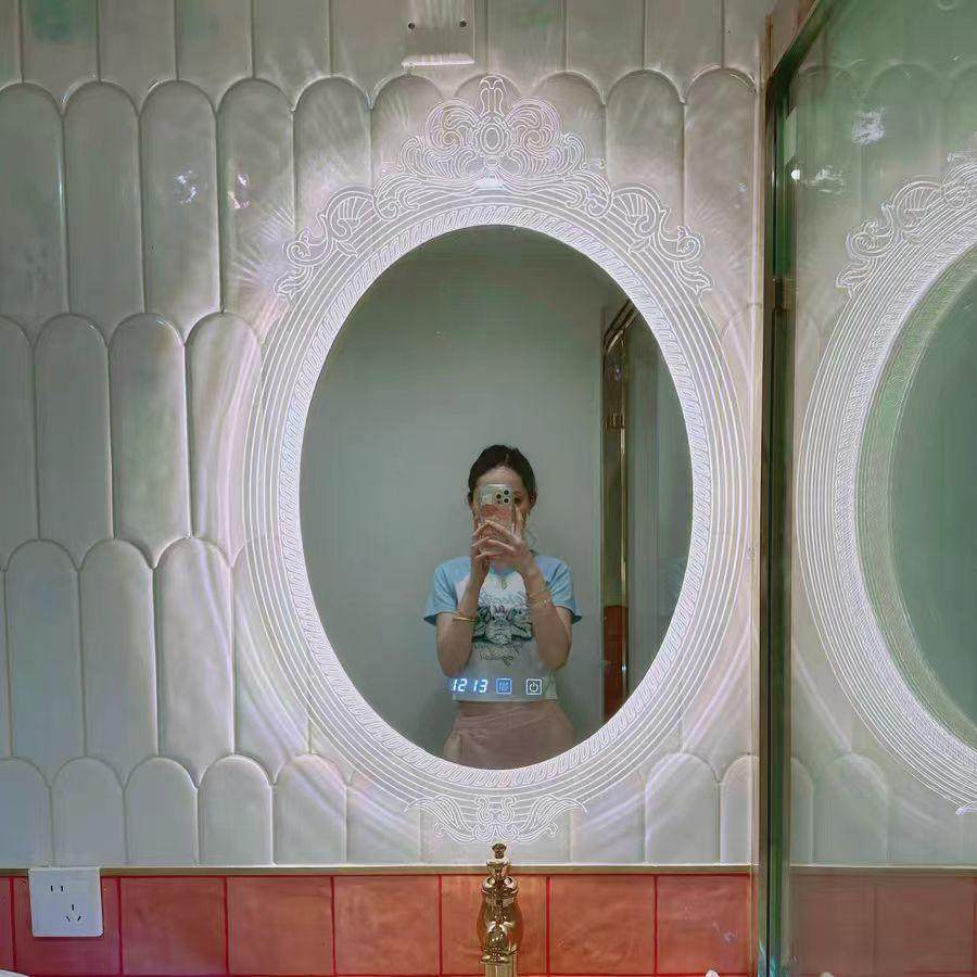 法式暮光镜卧室亚克力轻奢梳妆台化妆镜带灯防雾触摸智能浴室镜子,家装主材,浴室镜,淘宝优惠券,粉丝福利购,淘宝优惠卷