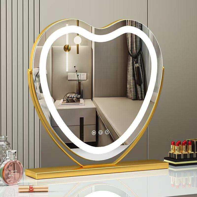 心形带底座台式化妆镜梳妆台化妆桌可旋转led灯补光桌面梳妆镜子,住宅家具,化妆镜,淘宝优惠券,粉丝福利购,淘宝优惠卷