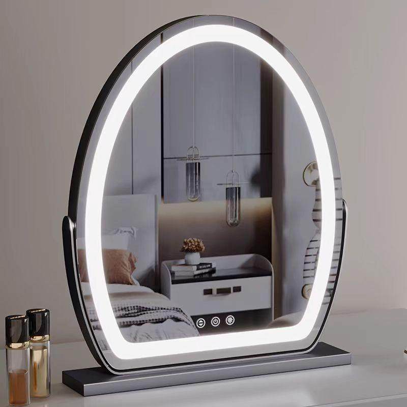 异形台式化妆镜子led补光灯带底座可选旋转桌面镜大梳妆镜美妆镜