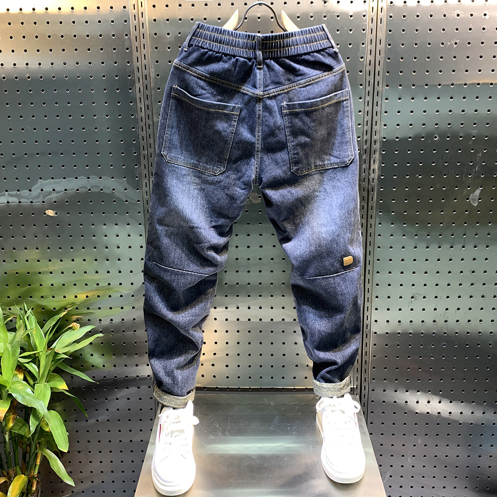 牛仔裤男哈伦裤宽松百搭潮牌ins百搭青年松紧腰直脚休闲男裤长裤,男装,牛仔裤,淘宝优惠券,粉丝福利购,淘宝优惠卷