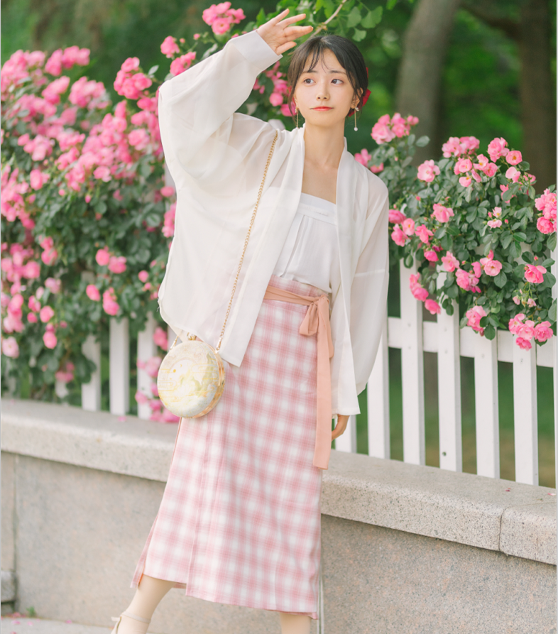 倾城流烟汉服女  白芥子  原创宋制三件套夏季日常飞机袖TR短裙,女装/女士精品,汉服半身裙,淘宝优惠券,粉丝福利购,淘宝优惠卷