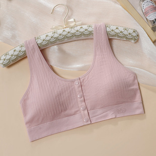 中老年人前扣文胸无钢圈胸罩妈妈内衣女夏薄款背心式妇女专用乳罩