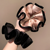 气质优雅丝绒缎面拼接花苞感头花精致高货小香风发圈精致发绳发饰