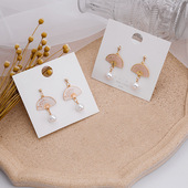 创意古风复古扇子珍珠流苏耳环梅花折扇可爱滴油耳钉无耳洞耳夹女