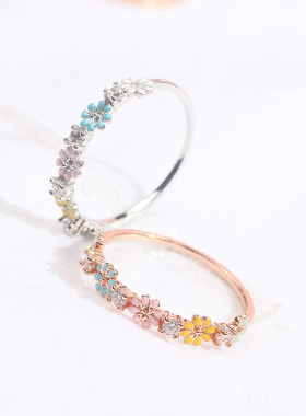 日韩版合金花卉可爱五色雏菊锆石