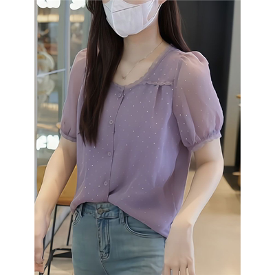v领雪纺衬衫女205夏季新