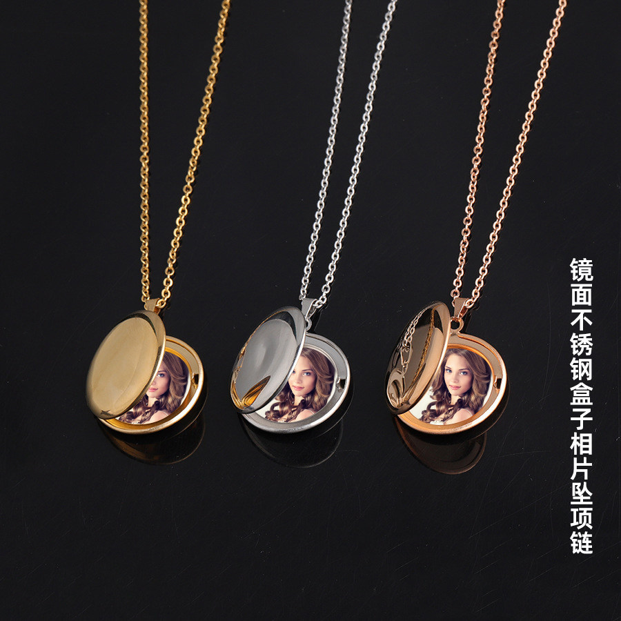 双面可放相片盒翻盖情侣吊坠