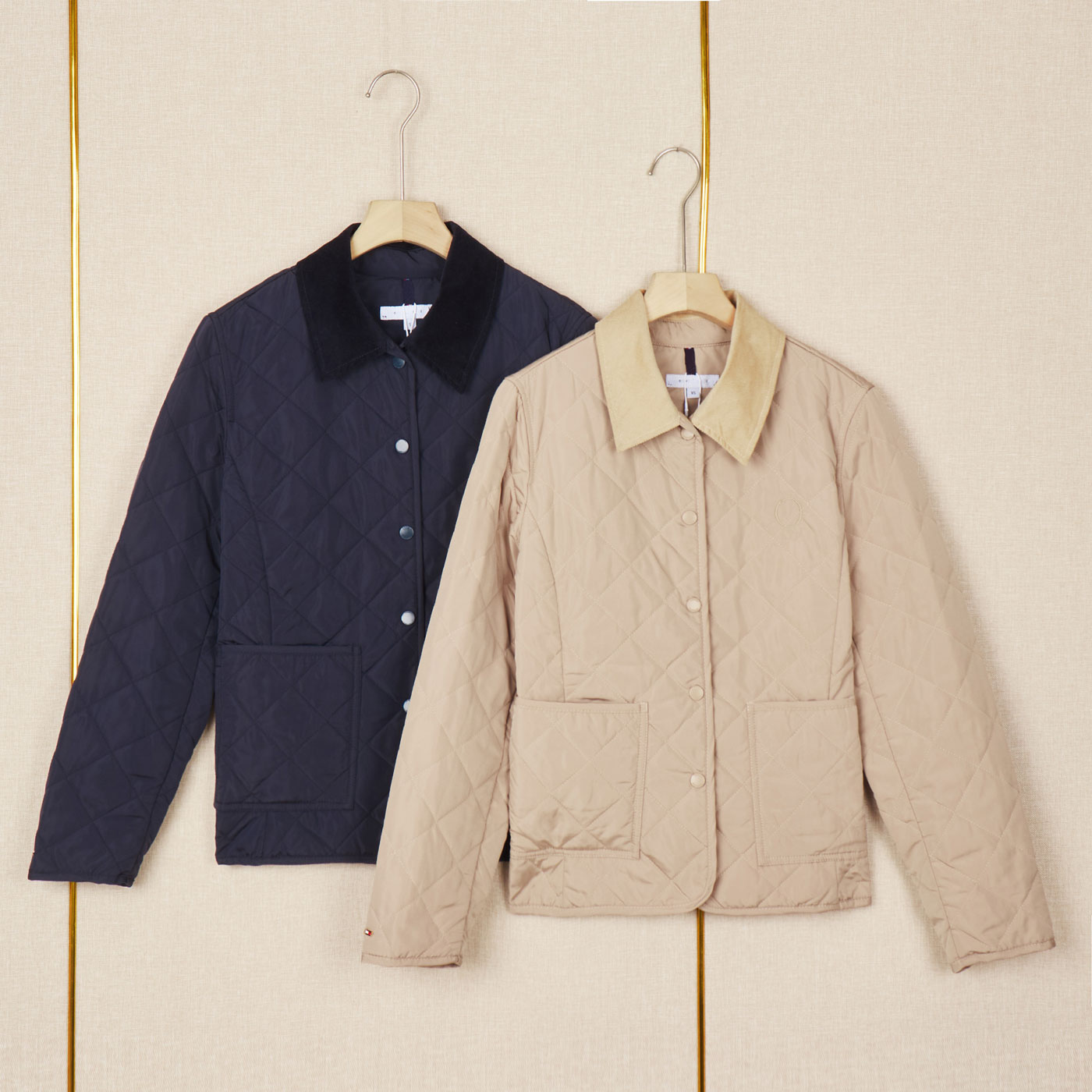 早秋汤系美式菱格翻毛领保暖棉服