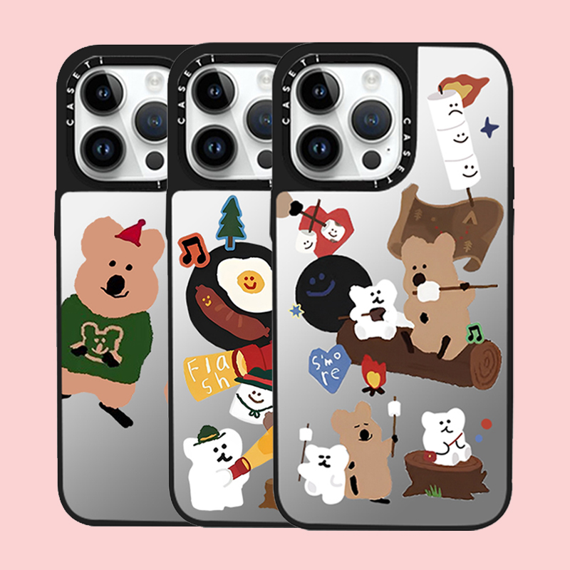caseti联名柿子椒熊iPhone16苹果15手机壳14可爱13棉花糖小熊12镜面11透明pro硅胶max亚克力防摔套磁吸男女款
