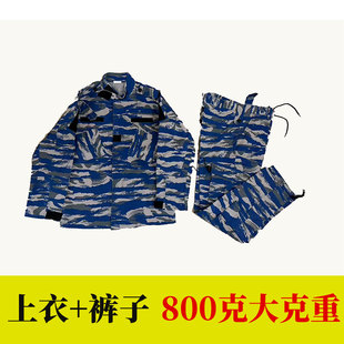 外贸尾货 希腊迷彩服套装加厚大克重 防刮耐磨蓝色迷彩作战套装