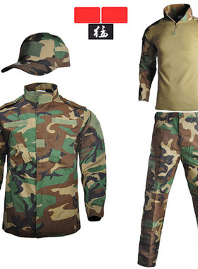美军ACU迷彩绿色战训作服 春秋工作服套装男军迷外套耐磨工装长裤