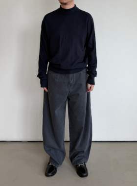 Anniehall25fw 重磅蜡染水洗竹节棉牛仔裤休闲裤锥形裤