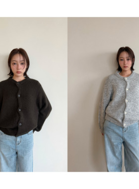 Anniehall25fw knitted cardigan秋冬气质复古感羊毛圆领开衫毛衣