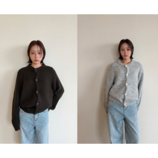 毛衣 cardigan秋冬气质复古感羊毛圆领开衫 Anniehall25fw knitted