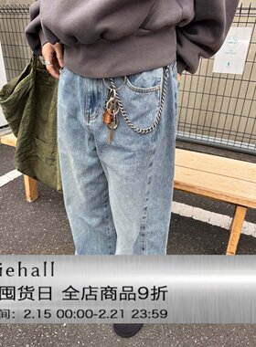 Anniehall25fw 90s重水洗做旧三拼baggy宽松重磅水洗牛仔裤