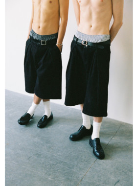 Anniehall25ss 不掉色大廓形黑色原色牛仔短裤重磅设计师7.5分裤