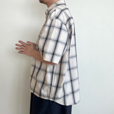 阴影格纹西海岸复古美式短袖衬衫