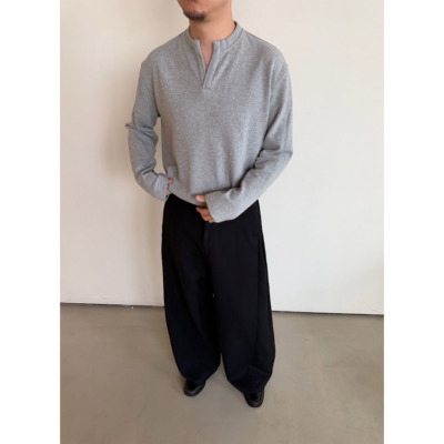 静奢风V字开叉领卫衣T恤复古