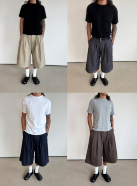 Anniehall25ss loose-fit pants超大廓形设计师款休闲短裤8分短裤