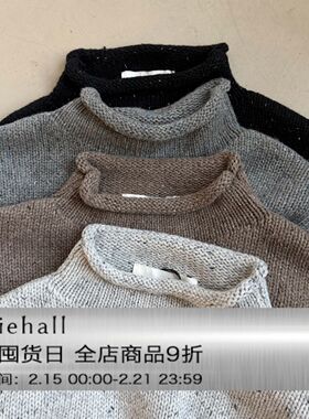 Anniehall25fw roll-neck 老钱风卷边领彩点羊毛毛衣复古针织
