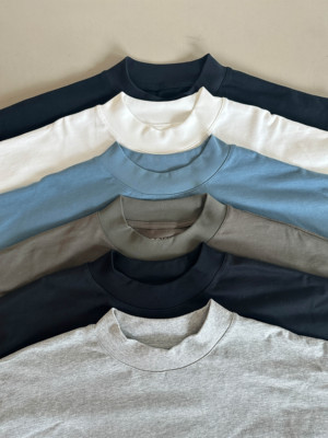 复古日系小高领五分袖短袖