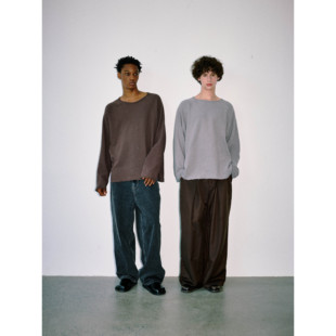 Anniehall25fw teeT恤 华夫格宽松oversize大廓形毛边设计师长袖