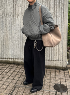 Anniehall25fw stand-collar立领运动棉服短宽裁剪蝙蝠袖外套夹克