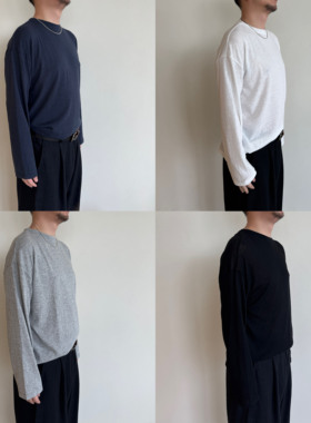 Anniehall25fw basic tee小领口复古麻棉感多色打底长袖T恤tee