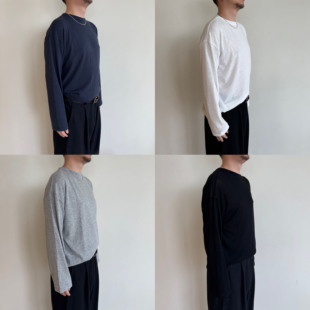 T恤tee tee小领口复古麻棉感多色打底长袖 Anniehall25fw basic