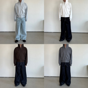 短宽裁剪 中等厚度 箱体贴袋 拉链连帽卫衣 Anniehall25ss