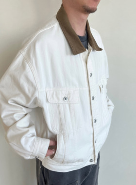 Anniehall denim work jacket复古工装白色牛仔夹克外套cleanfit