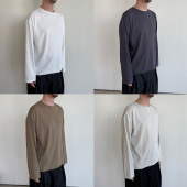 竹节棉质感长袖 Anniehall25ss 防晒凉感卷边领卷边下摆 T恤