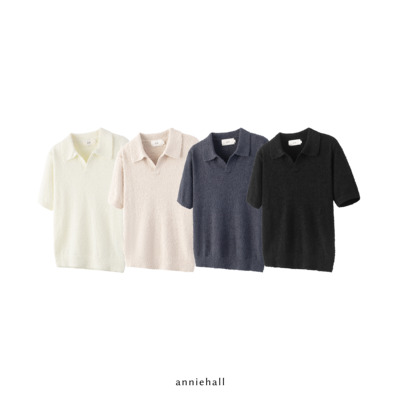 老钱静奢颗粒针织V领正肩polo