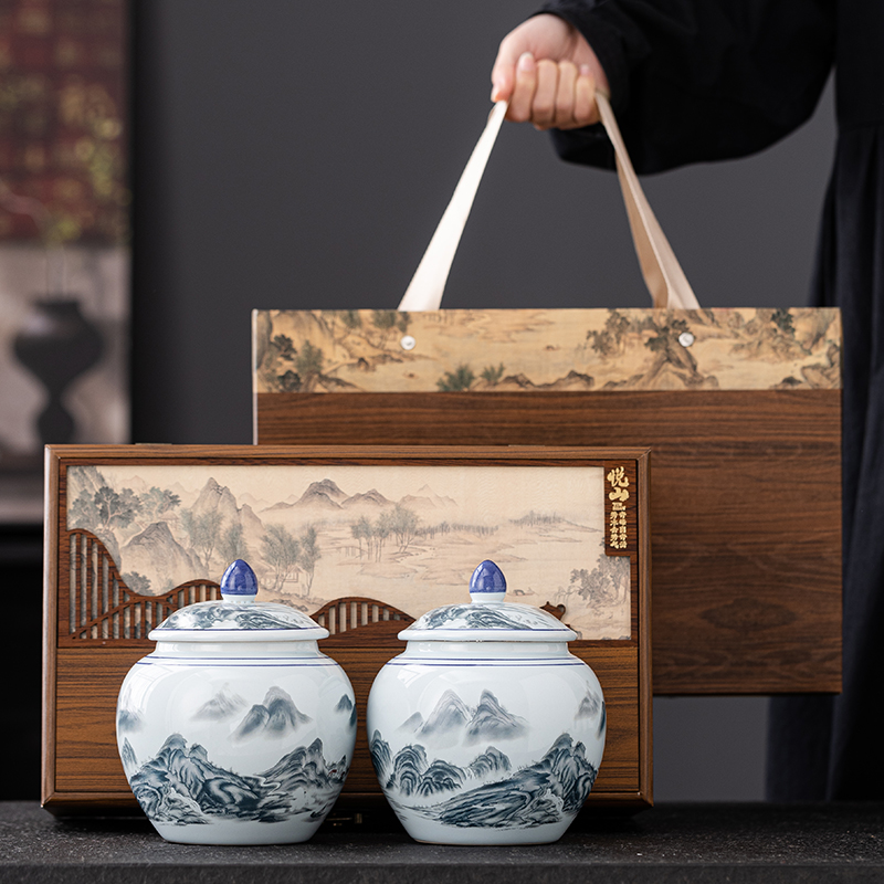 高档陶瓷茶叶罐礼盒装空盒